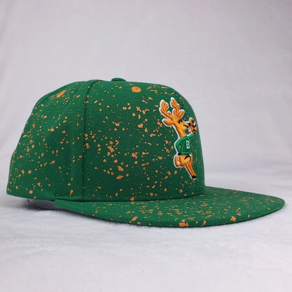 Milwaukee Bucks Mitchell‎ & Ness NBA Snapback Hat Cap 3D Logo Splatter Print NWT